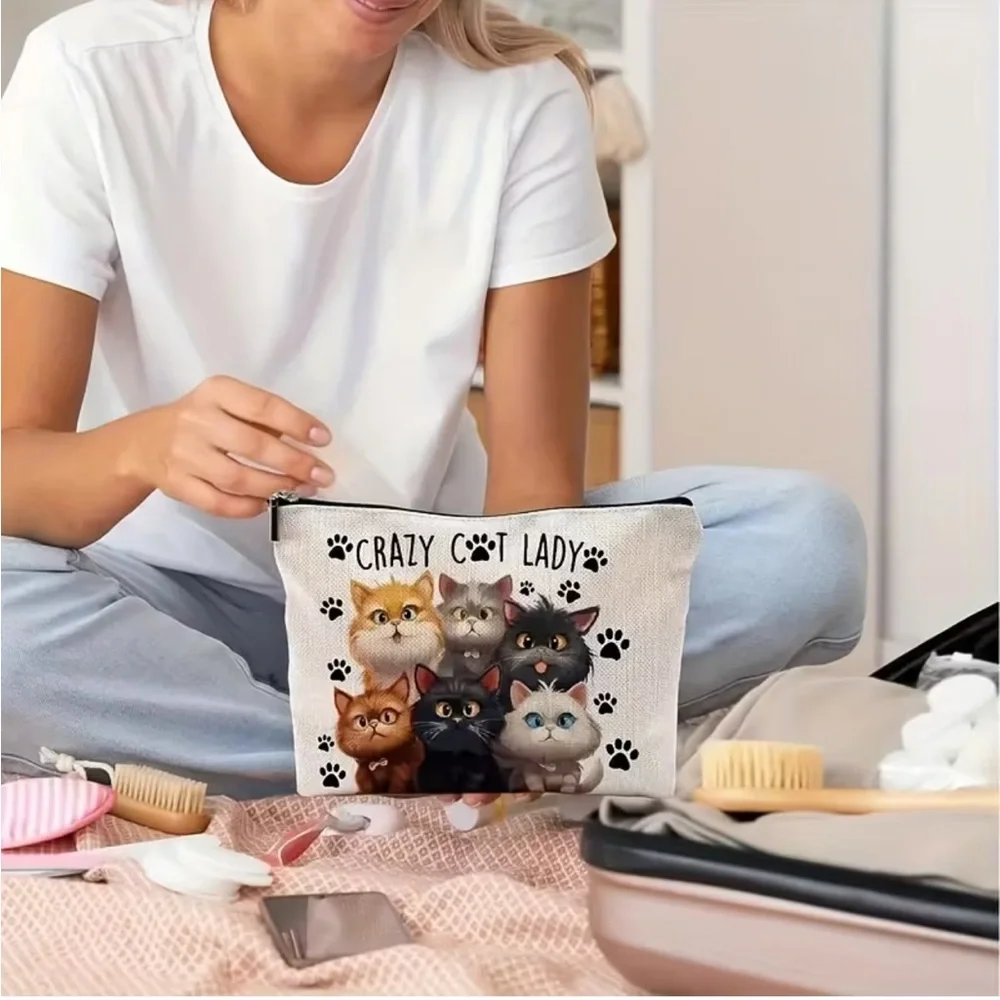 Crazy Cat Lady Cosmetic Makeup Bag